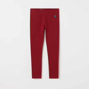 Red Organic Cotton Kids Leggings from the Polarn O. Pyret kidswear collection. Clothes made using sustainably sourced materials.