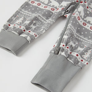 Nordic Christmas Print Baby Sleepsuit from the Polarn O. Pyret baby collection. Ethically produced kids clothing.