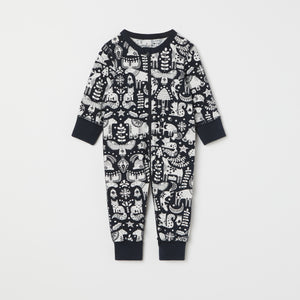 Nordic Christmas Baby Sleepsuit from the Polarn O. Pyret baby collection. Clothes made using sustainably sourced materials.