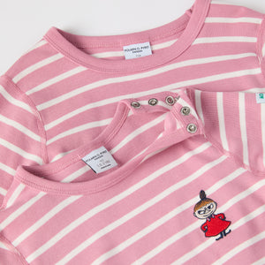 Striped Moomin Appliqué Kids Top from the Polarn O. Pyret kidswear collection. Clothes made using sustainably sourced materials.