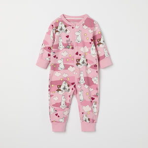 Moomin Print Baby Sleepsuit from the Polarn O. Pyret baby collection. Ethically produced kids clothing.