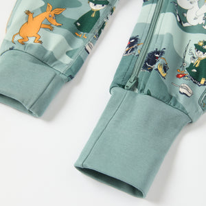 Moomin Print Baby Sleepsuit from the Polarn O. Pyret baby collection. Nordic kids clothes made from sustainable sources.