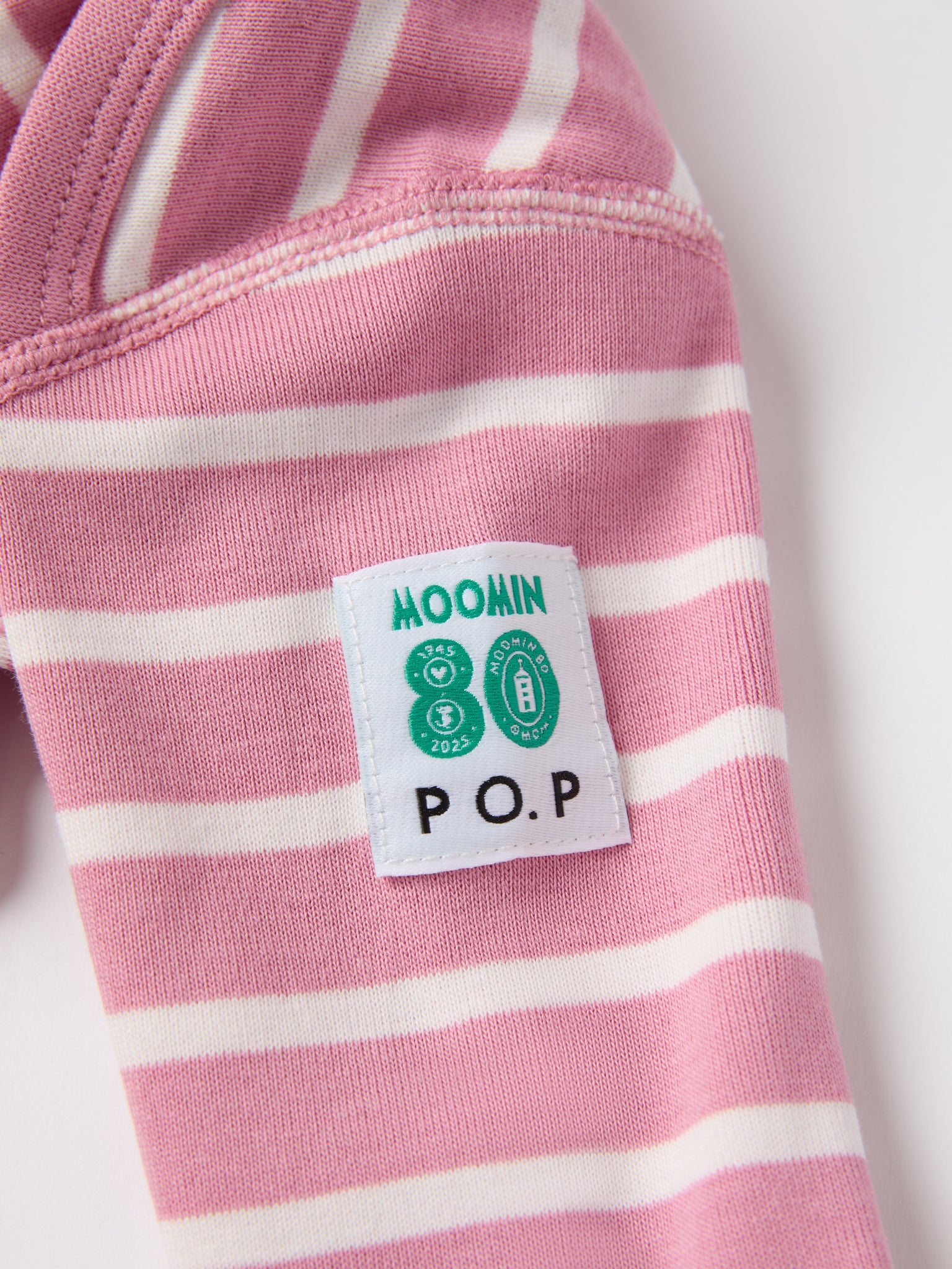 Striped Moomin Appliqué Babygrow from the Polarn O. Pyret baby collection. Clothes made using sustainably sourced materials.