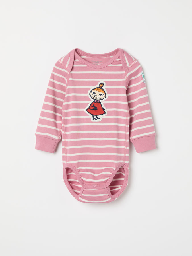 Striped Moomin Appliqué Babygrow from the Polarn O. Pyret baby collection. Clothes made using sustainably sourced materials.