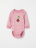 Striped Moomin Appliqué Babygrow from the Polarn O. Pyret baby collection. Clothes made using sustainably sourced materials.