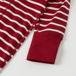 Red Striped Baby Sleepsuit from the Polarn O. Pyret baby collection. Ethically produced kids clothing.