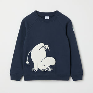 Blue Moomin Print Kids Sweatshirt from the Polarn O. Pyret kidswear collection. Nordic kids clothes made from sustainable sources.