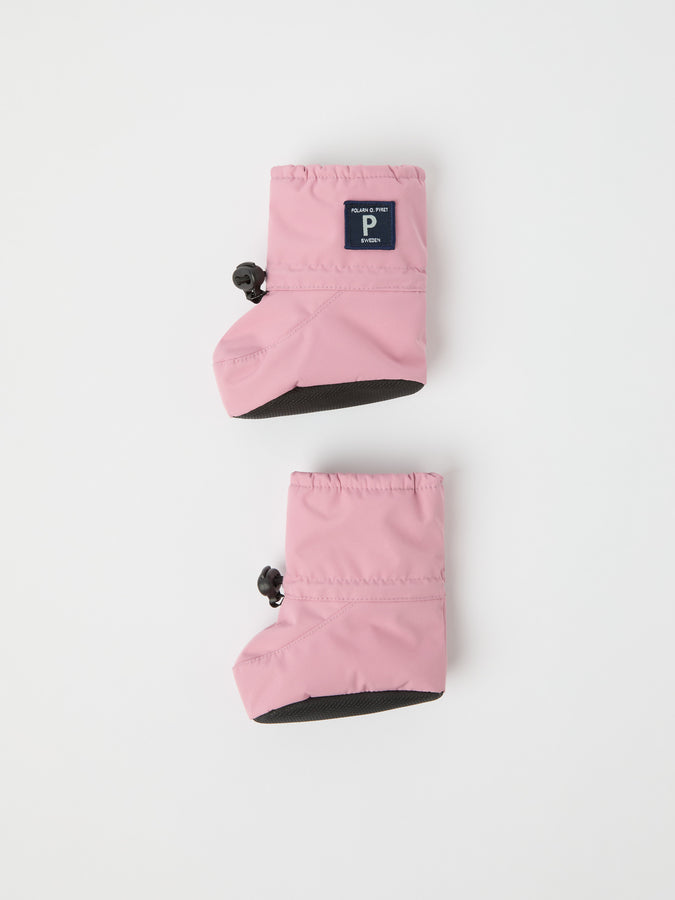 Pink Shell Fleece Lined Baby Booties from the Polarn O. Pyret kidswear collection. Quality kids clothing made to last.