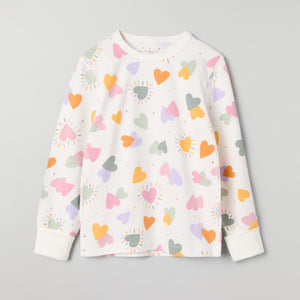 Heart Print Kids Pyjamas from Polarn O. Pyret kidswear. Clothes made using sustainably sourced materials.