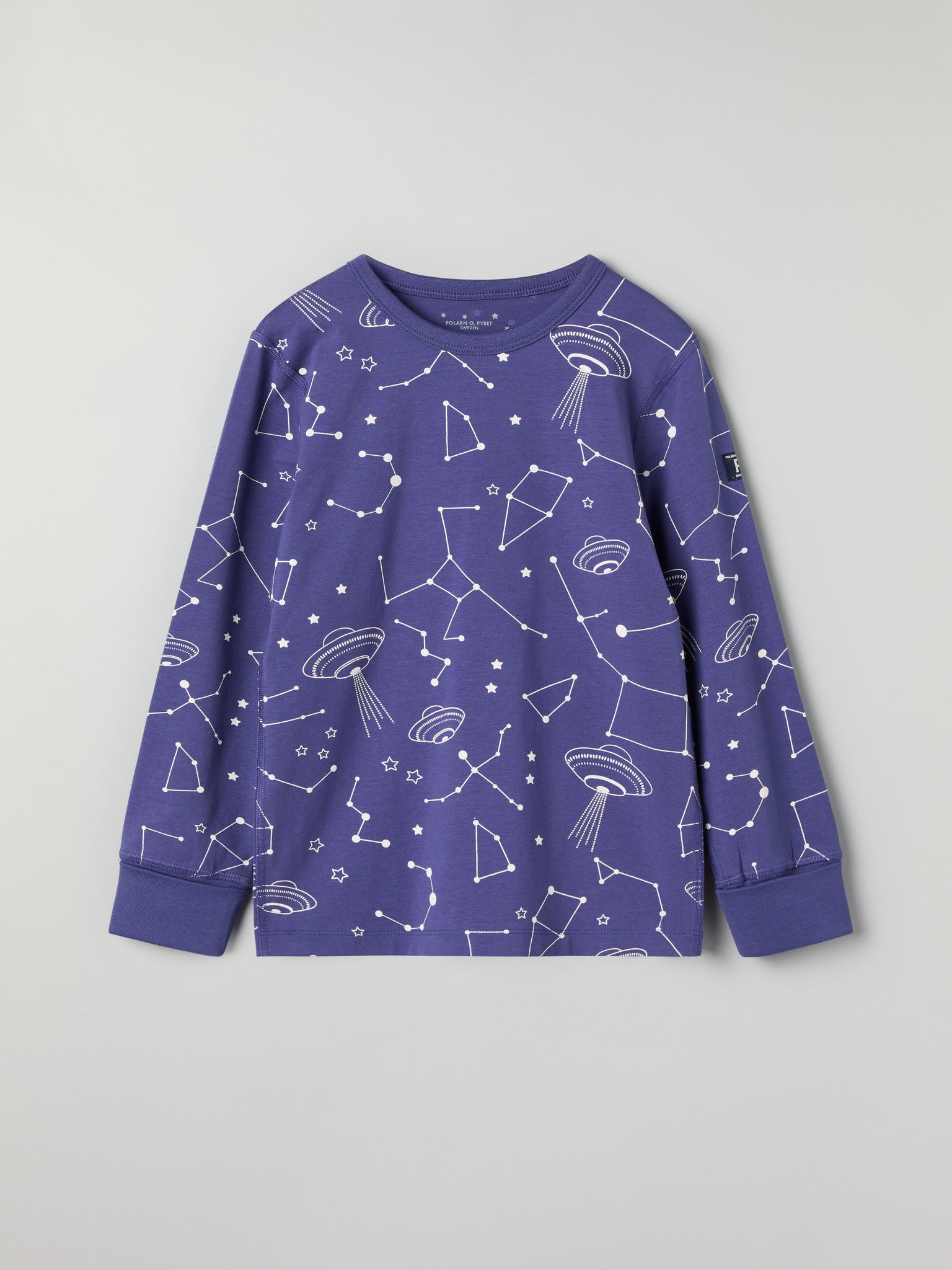 Space Print Kids Pyjamas from Polarn O. Pyret kidswear. Nordic kids clothes made from sustainable sources.