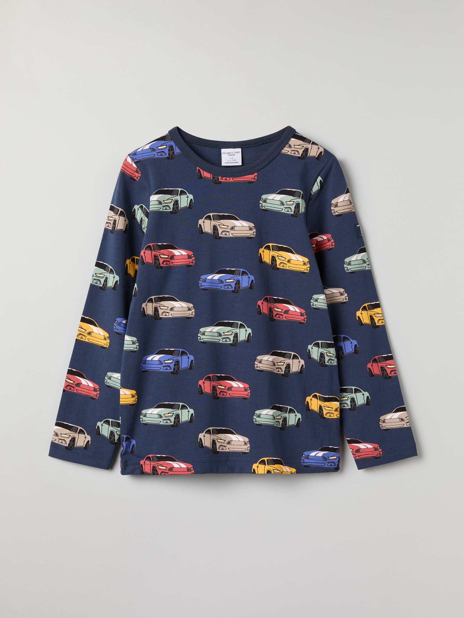 Car Print Kids Top from Polarn O. Pyret kidswear. Ethically produced kids clothing.