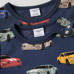 Car Print Kids Top from Polarn O. Pyret kidswear. Ethically produced kids clothing.