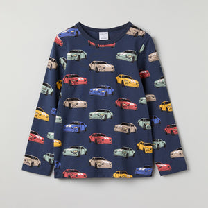 Car Print Kids Top from Polarn O. Pyret kidswear. Ethically produced kids clothing.