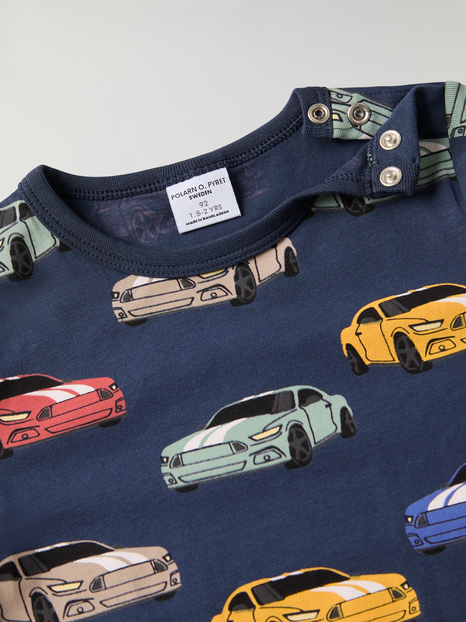 Car Print Kids Top from Polarn O. Pyret kidswear. Ethically produced kids clothing.