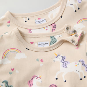 Unicorn Print Kids Top from Polarn O. Pyret kidswear. Nordic kids clothes made from sustainable sources.