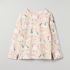 Unicorn Print Kids Top from Polarn O. Pyret kidswear. Nordic kids clothes made from sustainable sources.