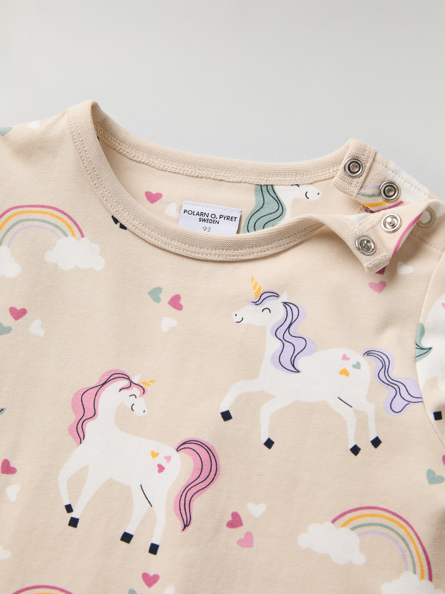 Unicorn Print Kids Top from Polarn O. Pyret kidswear. Nordic kids clothes made from sustainable sources.