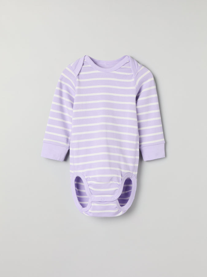 Organic Cotton Striped Baby Bodysuit from the Polarn O. Pyret baby collection. Clothes made using sustainably sourced materials.