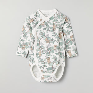 Koala Print Wraparound Babygrow from the Polarn O. Pyret baby collection. Ethically produced kids clothing.