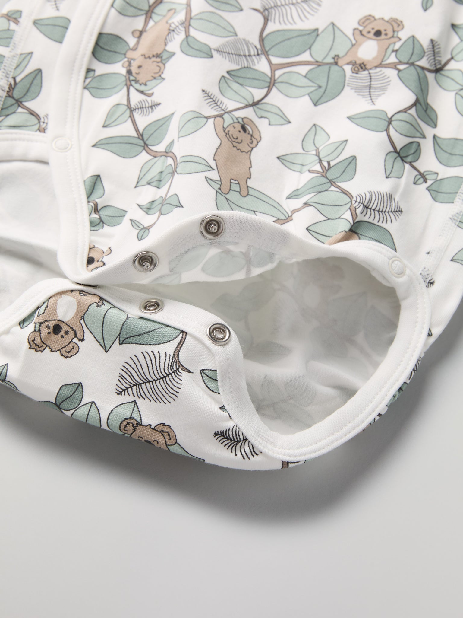 Koala Print Wraparound Babygrow from the Polarn O. Pyret baby collection. Ethically produced kids clothing.