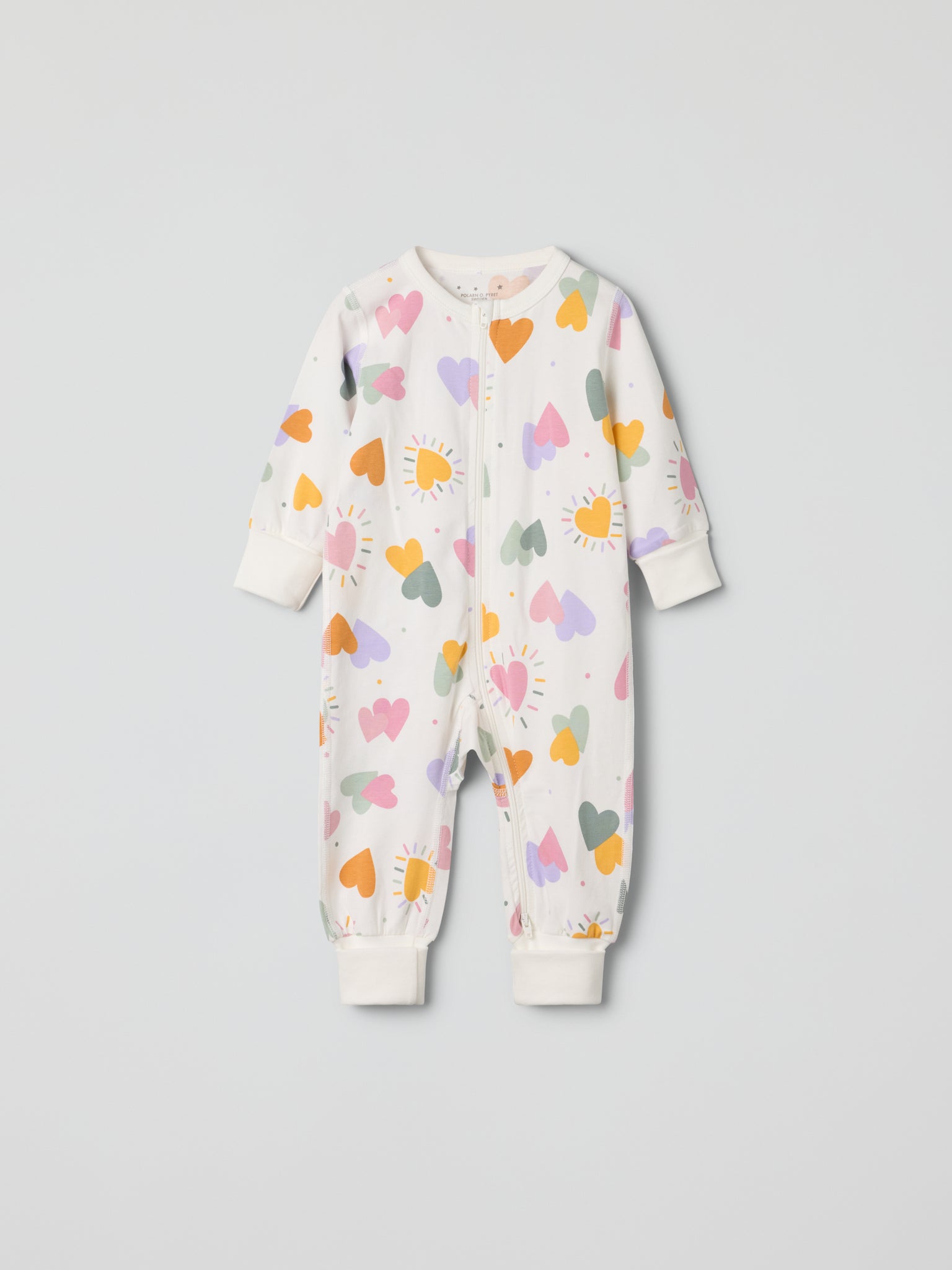 Heart Print Baby Sleepsuit from the Polarn O. Pyret baby collection. Ethically produced kids clothing.