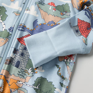 Dragon Print Baby Sleepsuit from the Polarn O. Pyret baby collection. Clothes made using sustainably sourced materials.