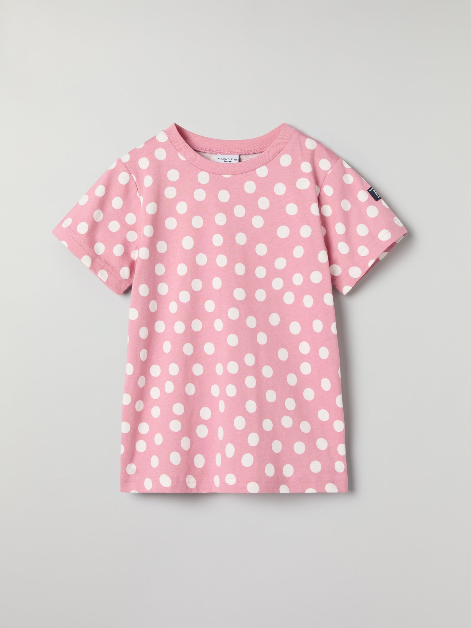 Polka Dot Print Kids T-Shirt from Polarn O. Pyret kidswear. Nordic kids clothes made from sustainable sources.