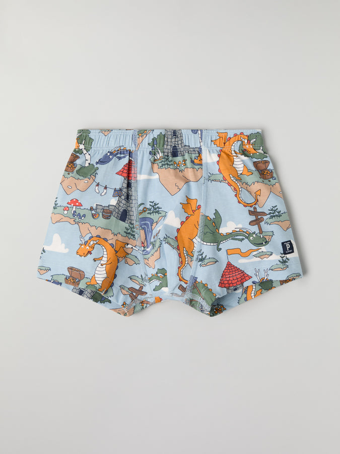 Dragon Print Boys Boxers from Polarn O. Pyret kidswear. Clothes made using sustainably sourced materials.