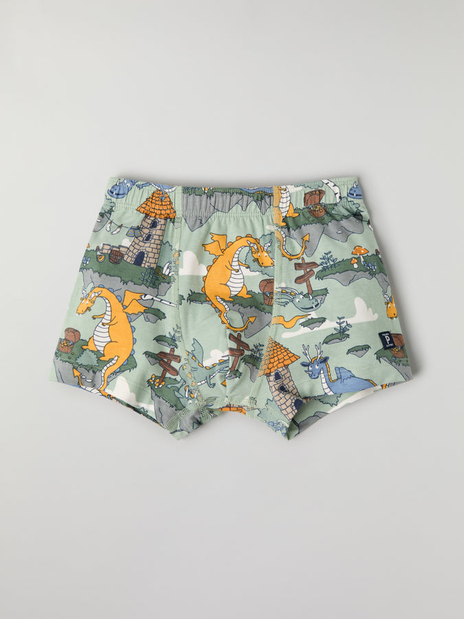 Dragon Print Boys Boxers from Polarn O. Pyret kidswear. Nordic kids clothes made from sustainable sources.