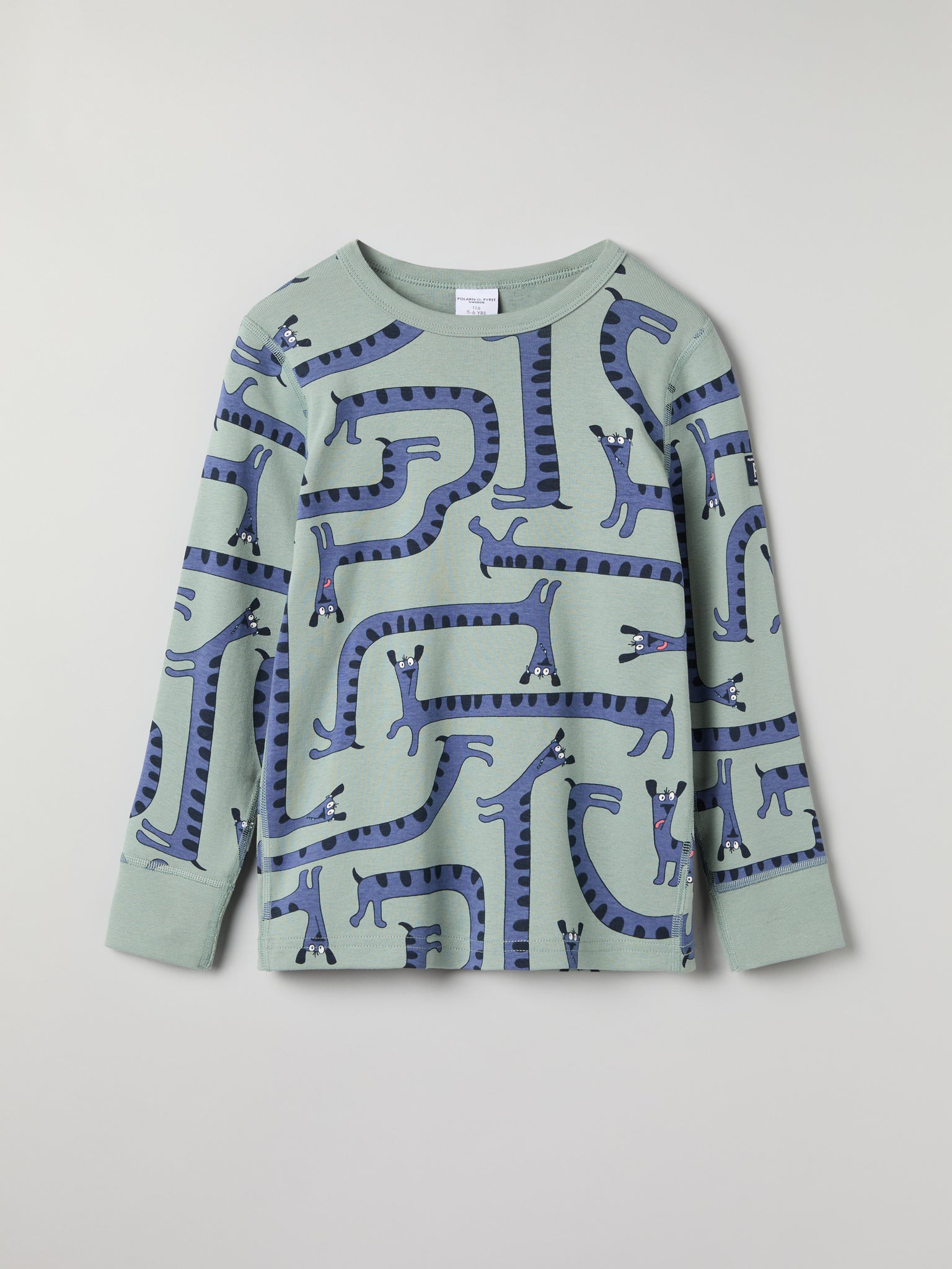 Dog Print Kids Top from Polarn O. Pyret kidswear. Clothes made using sustainably sourced materials.