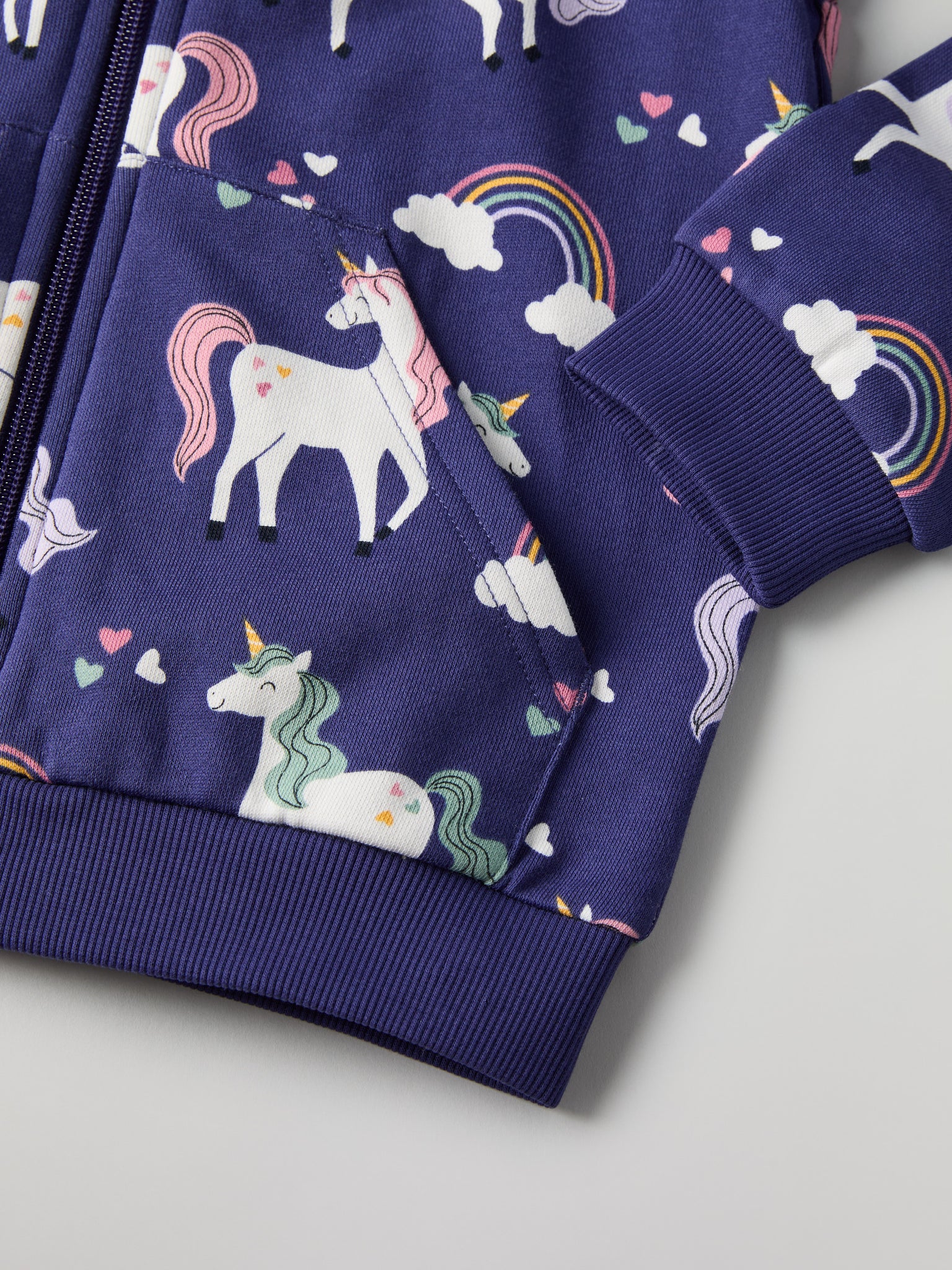 Unicorn Print Kids Hoodie from Polarn O. Pyret kidswear. Nordic kids clothes made from sustainable sources.