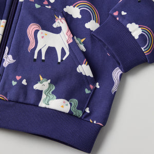 Unicorn Print Kids Hoodie from Polarn O. Pyret kidswear. Nordic kids clothes made from sustainable sources.