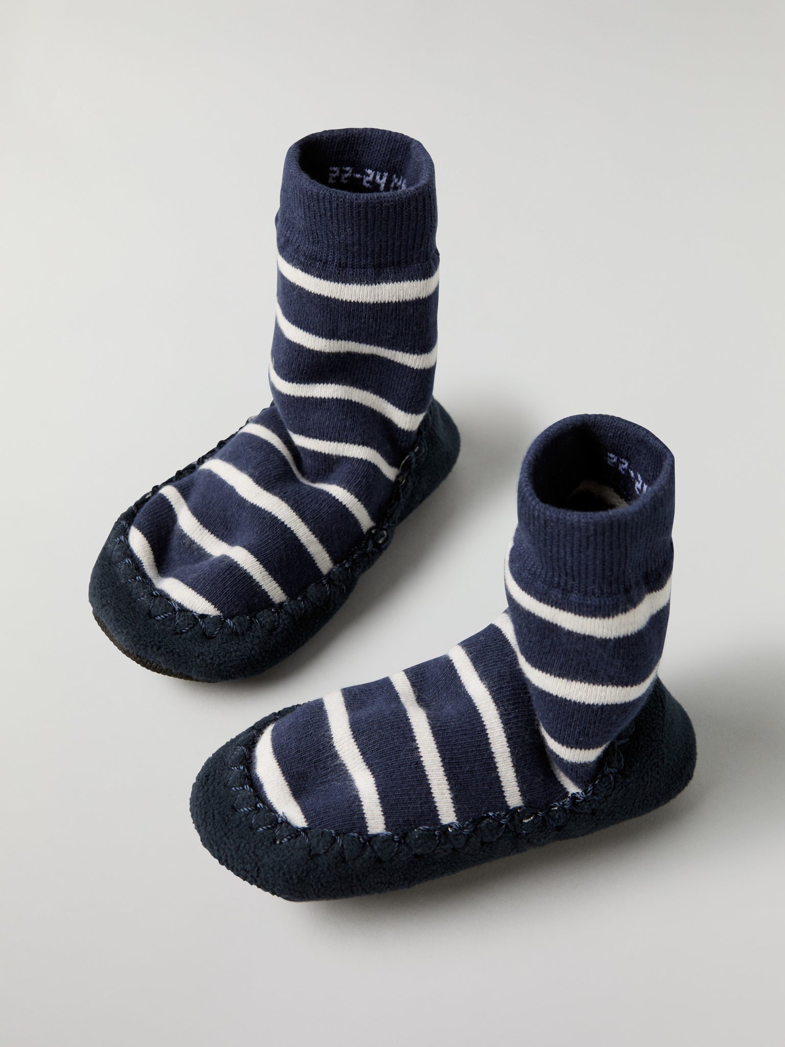 Blue Striped Kids Moccasins from Polarn O. Pyret kidswear. Nordic kids clothes made from sustainable sources.