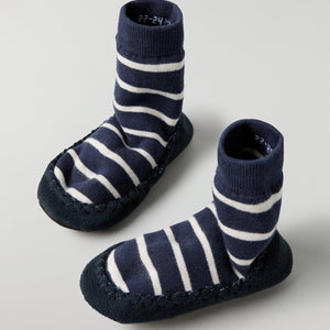 Blue Striped Kids Moccasins from Polarn O. Pyret kidswear. Nordic kids clothes made from sustainable sources.