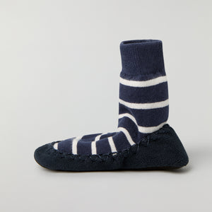 Blue Striped Kids Moccasins from Polarn O. Pyret kidswear. Nordic kids clothes made from sustainable sources.