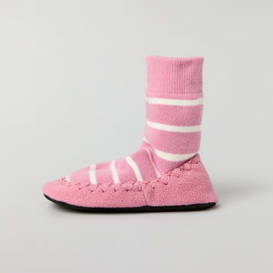 Pink Striped Kids Moccasins from Polarn O. Pyret kidswear. Clothes made using sustainably sourced materials.