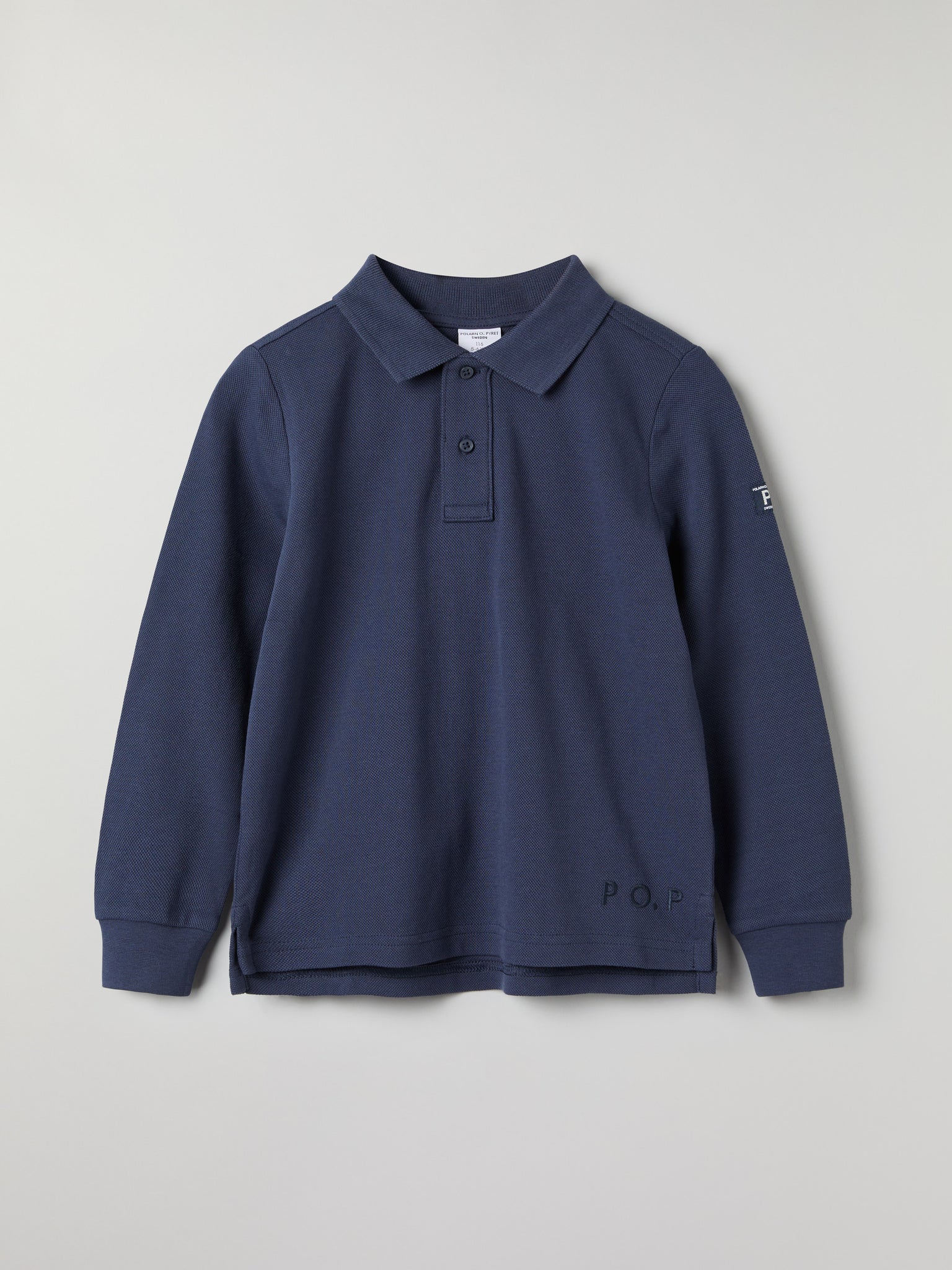 Blue Long Sleeve Polo Top from Polarn O. Pyret kidswear. Ethically produced kids clothing.