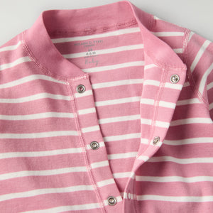 Pink Striped Baby Romper from the Polarn O. Pyret baby collection. Ethically produced kids clothing.