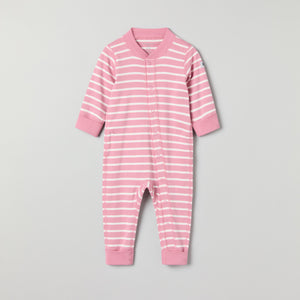 Pink Striped Baby Romper from the Polarn O. Pyret baby collection. Ethically produced kids clothing.