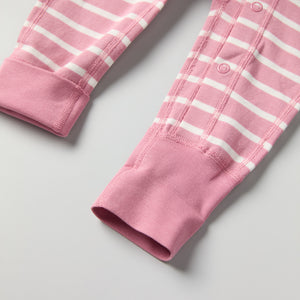 Pink Striped Baby Romper from the Polarn O. Pyret baby collection. Ethically produced kids clothing.