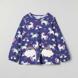 Unicorn Cloud Pocket Kids Top from Polarn O. Pyret kidswear. Nordic kids clothes made from sustainable sources.