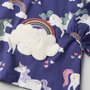 Unicorn Cloud Pocket Kids Top from Polarn O. Pyret kidswear. Nordic kids clothes made from sustainable sources.