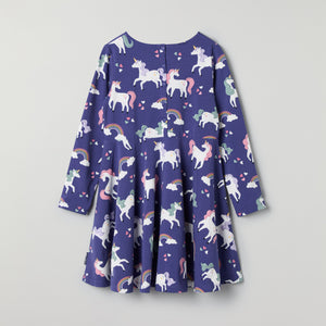 Unicorn Print Kids Dress from Polarn O. Pyret kidswear. Clothes made using sustainably sourced materials.