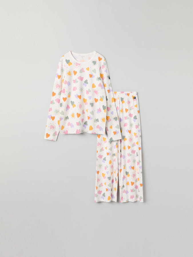 Heart Print Adult Pyjamas from Polarn O. Pyret kidswear. Ethically produced kids clothing.