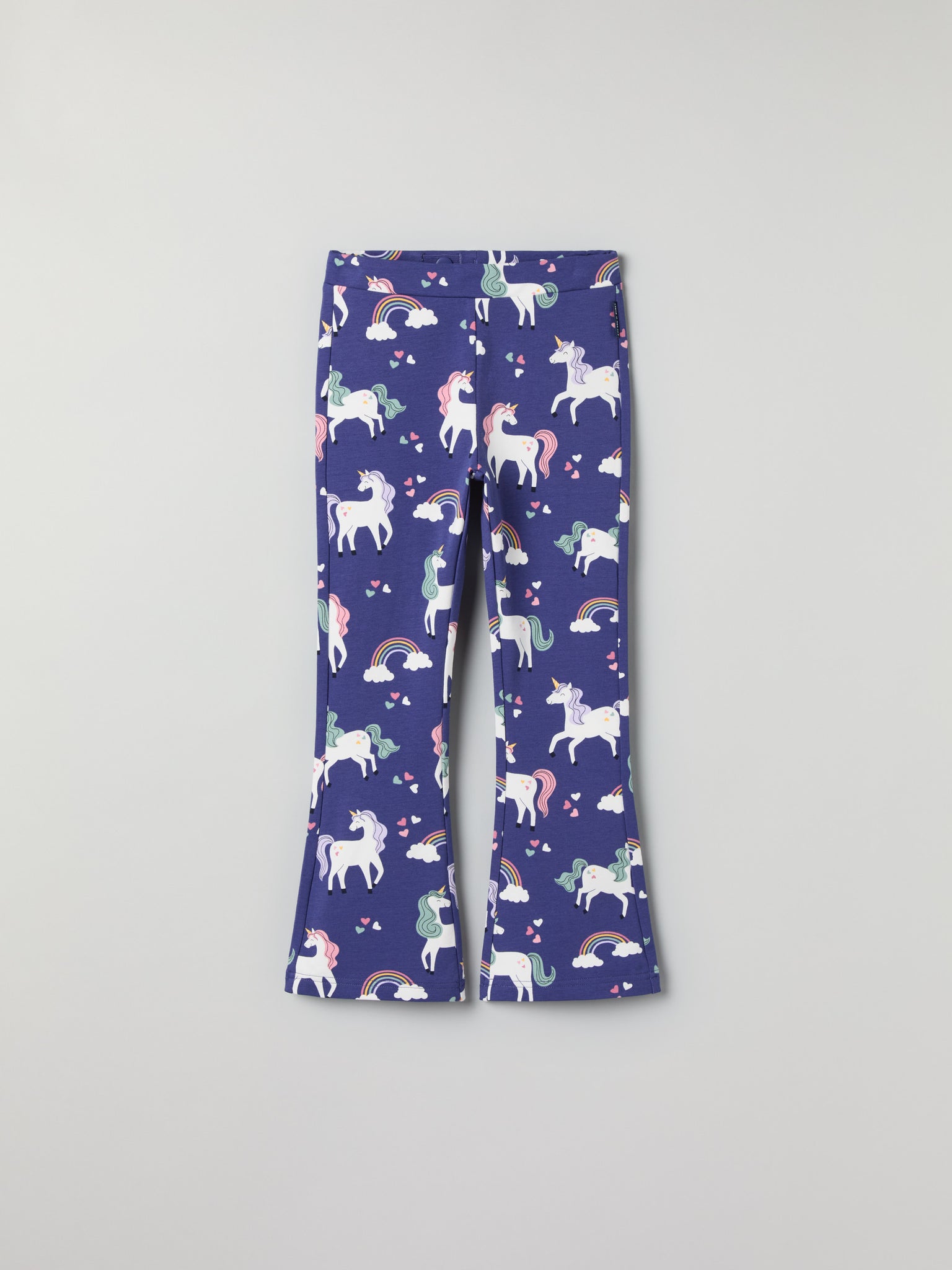 Unicorn Print flared Kids Joggers from Polarn O. Pyret kidswear. Clothes made using sustainably sourced materials.