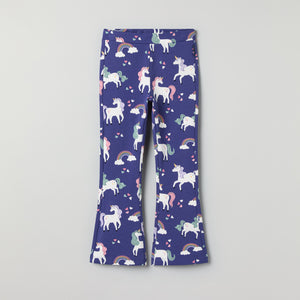 Unicorn Print flared Kids Joggers from Polarn O. Pyret kidswear. Clothes made using sustainably sourced materials.