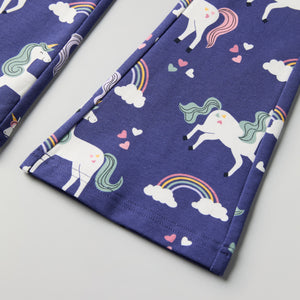 Unicorn Print flared Kids Joggers from Polarn O. Pyret kidswear. Clothes made using sustainably sourced materials.