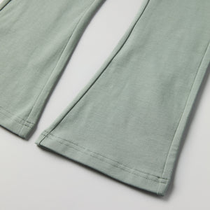 Green Kids Flared Joggers from Polarn O. Pyret kidswear. Nordic kids clothes made from sustainable sources.