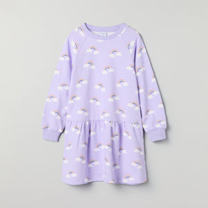 Rainbow Print Kids Sweatshirt Dress from Polarn O. Pyret kidswear. Ethically produced kids clothing.