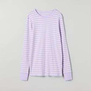 Purple Striped Adult Pyjamas from Polarn O. Pyret kidswear. Nordic kids clothes made from sustainable sources.